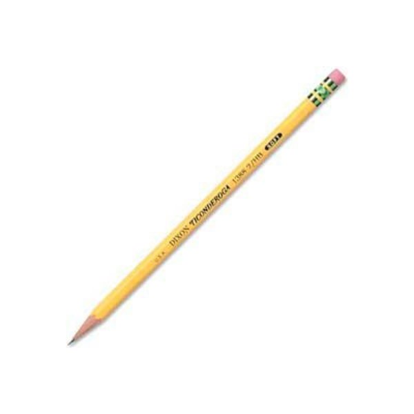 Dixon Ticonderoga Dixon® Ticonderoga Woodcase HB #2 Pencil With Eraser, Soft, Yellow Barrel, Dozen 13882